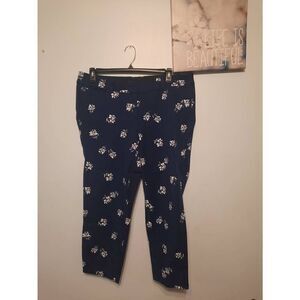 Lane Bryant Pants Women 16 The Allie Skinny Ankle Navy Blue Floral Plus Size